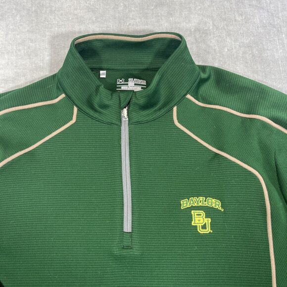 Baylor Bears Under Armour Mens XXL Green Quarter 1/4 Zip Pullover Shirt - Picture 2 of 10